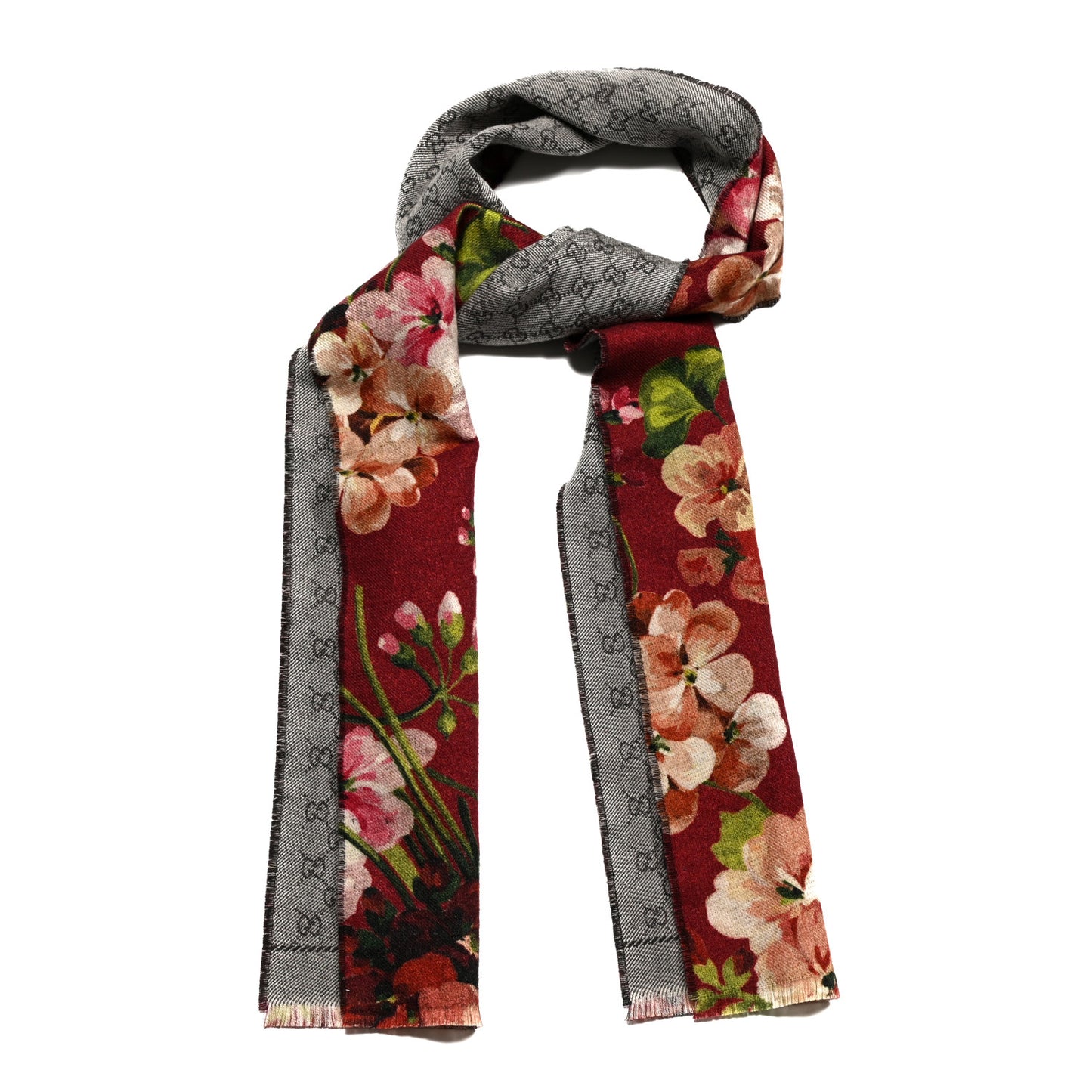 Wool GG Monogram Miniorophin Scarf Lacquer Pink