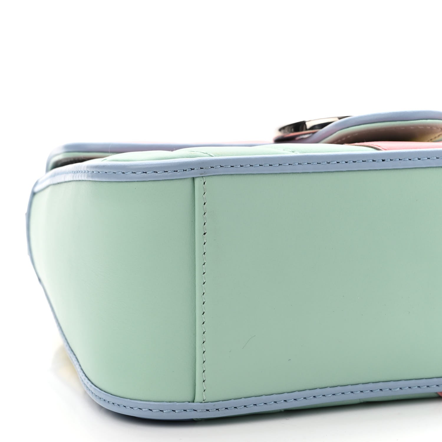 Gucci Calfskin Matelasse Diagonal Mini GG Marmont Top Handle Shoulder Bag Multicolor Pastel 8 of 10