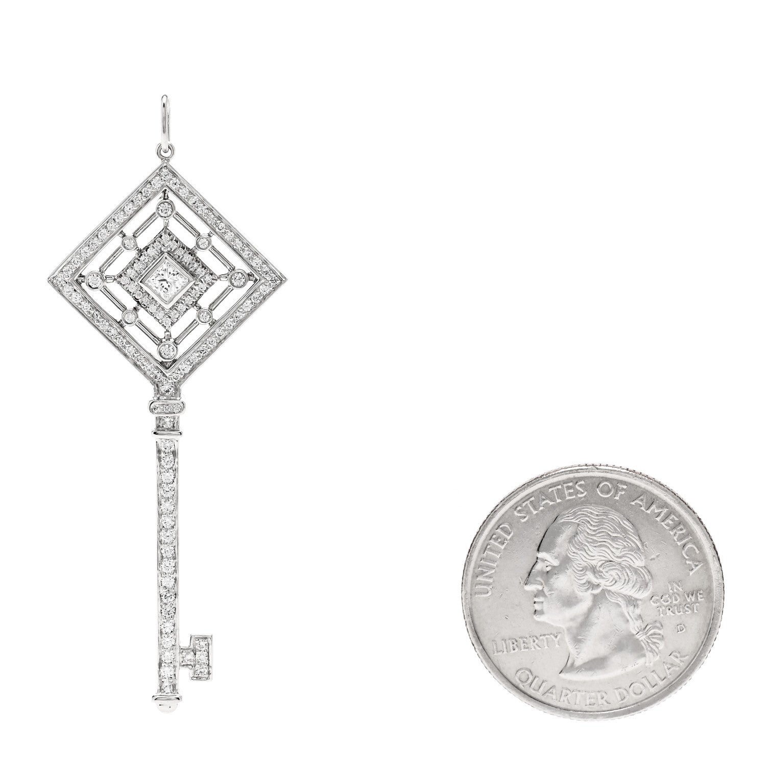 Tiffany Platinum Diamond Grace Key Pendant 2 of 5