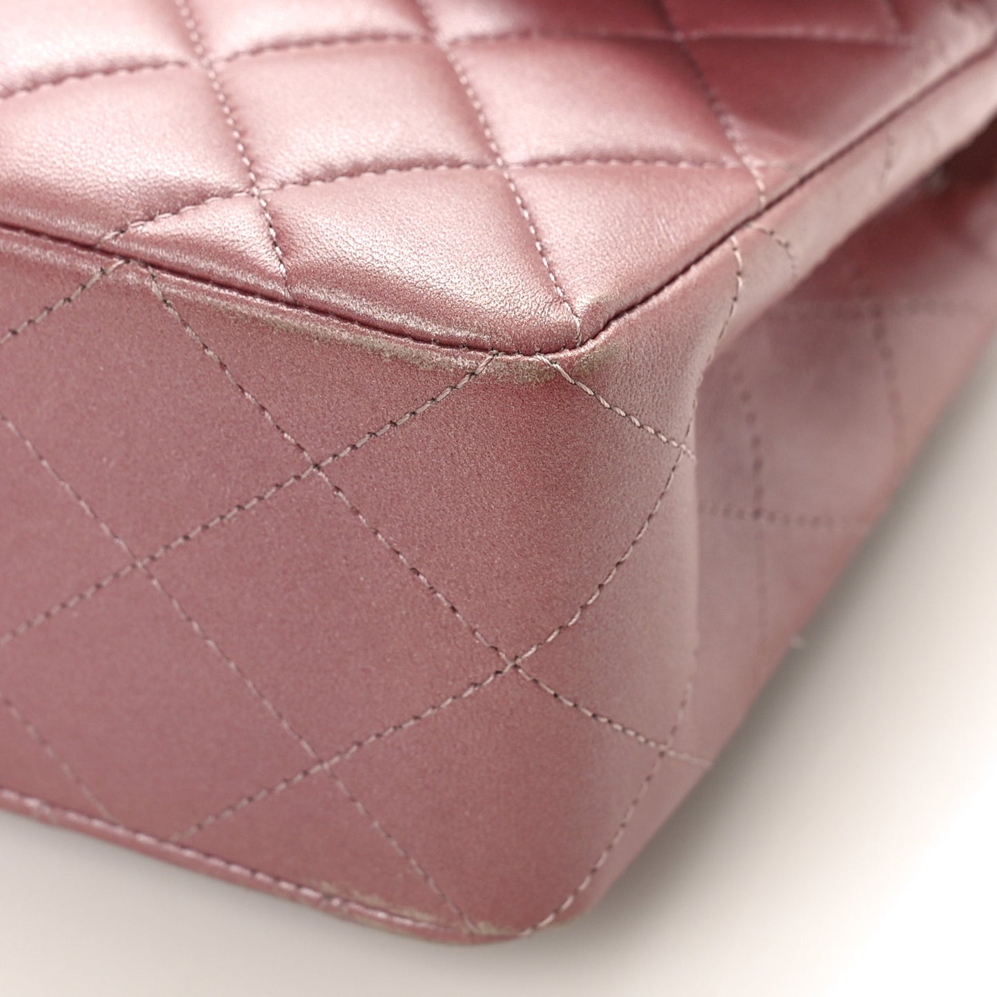 Metallic Lambskin Quilted Small Double Flap Pink