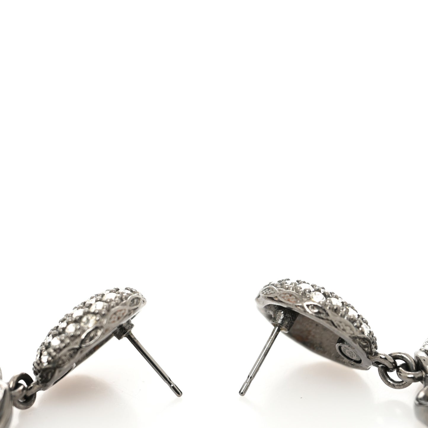 Ruthenium Crystal CC Paris Chain Link Hoop Earrings Silver
