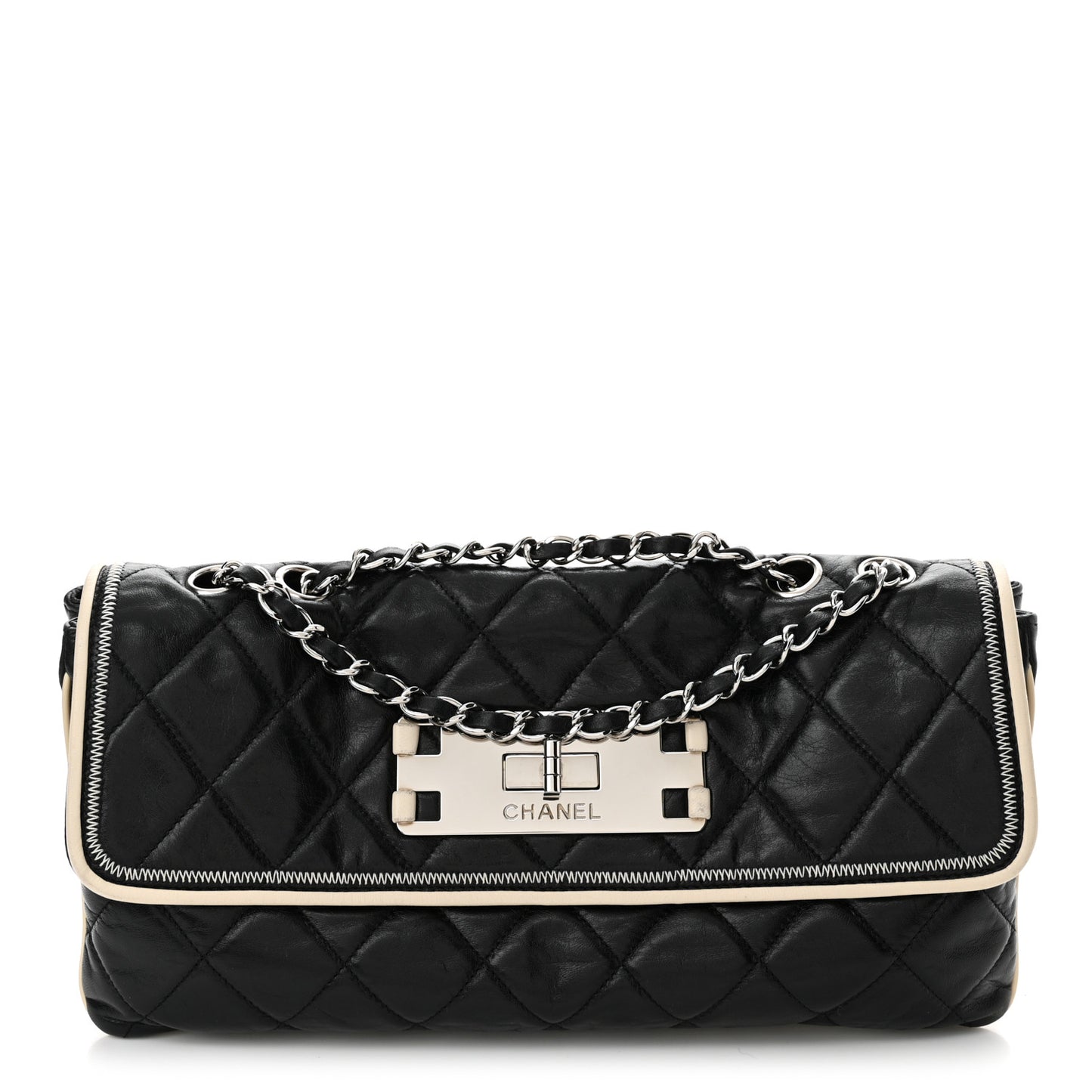Lambskin East West Mademoiselle Flap Black