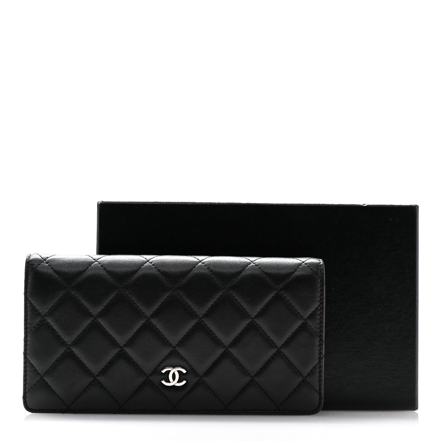 Lambskin Quilted Yen Wallet Black