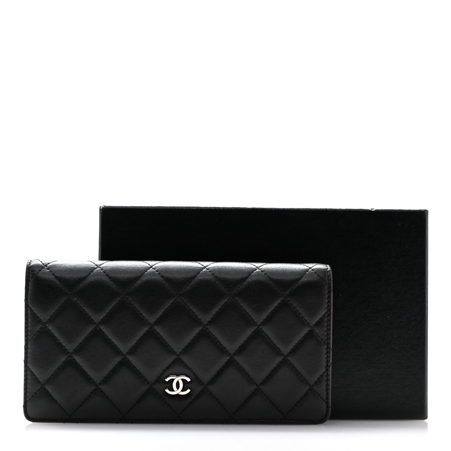 Chanel Lambskin Quilted Yen Wallet Black 11 of 11