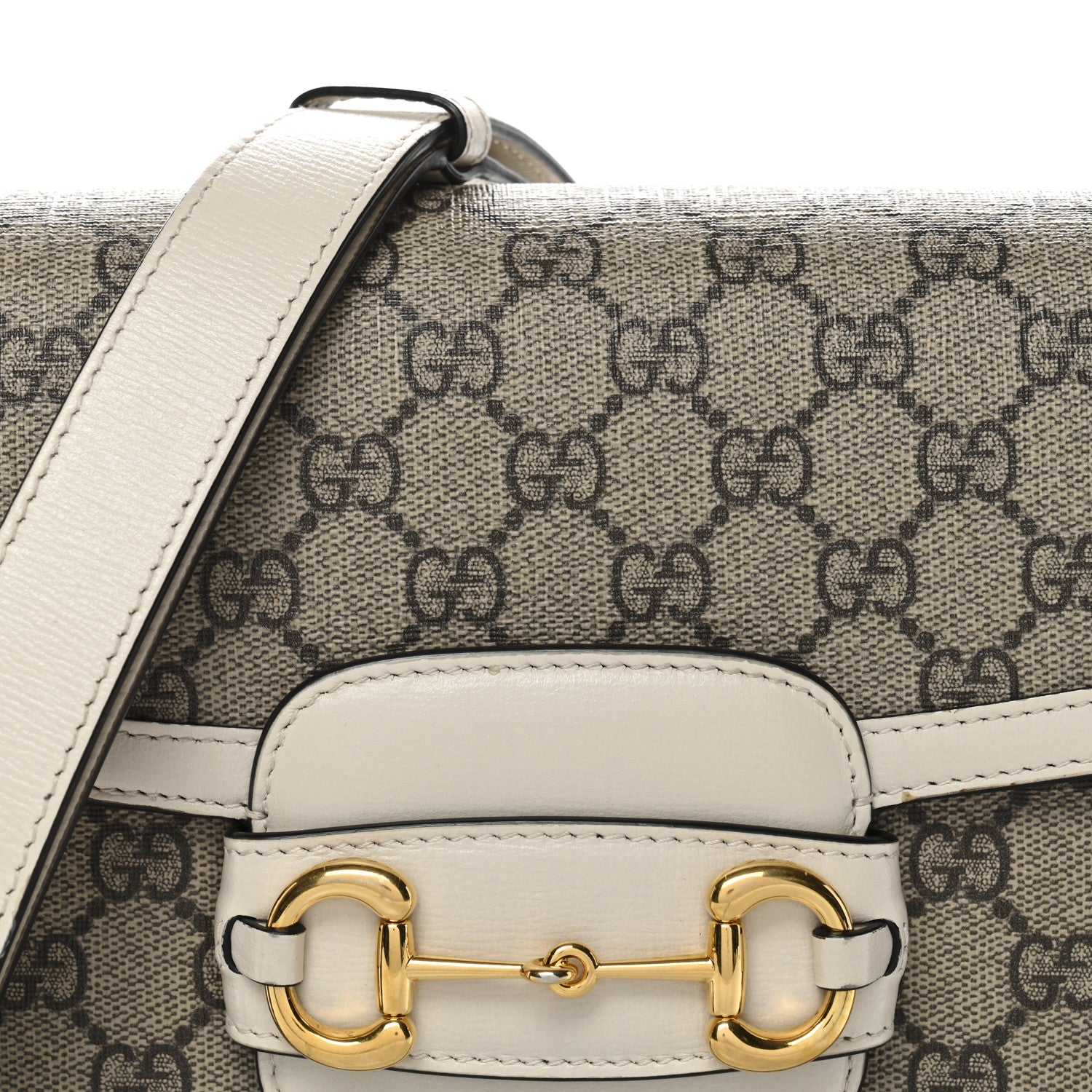 Gucci GG Supreme Monogram Horsebit 1955 Shoulder Bag Beige Mystic White 8 of 10
