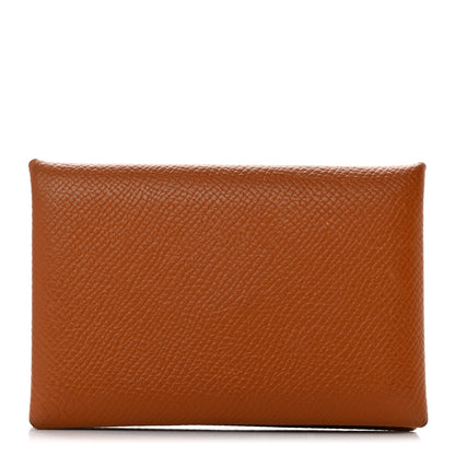 Hermes Epsom Calvi Card Case Gold 1 of 9