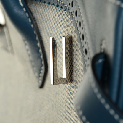 Hermes Swift Toile Ghillies Birkin 40 Bleu De Prusse 13 of 28