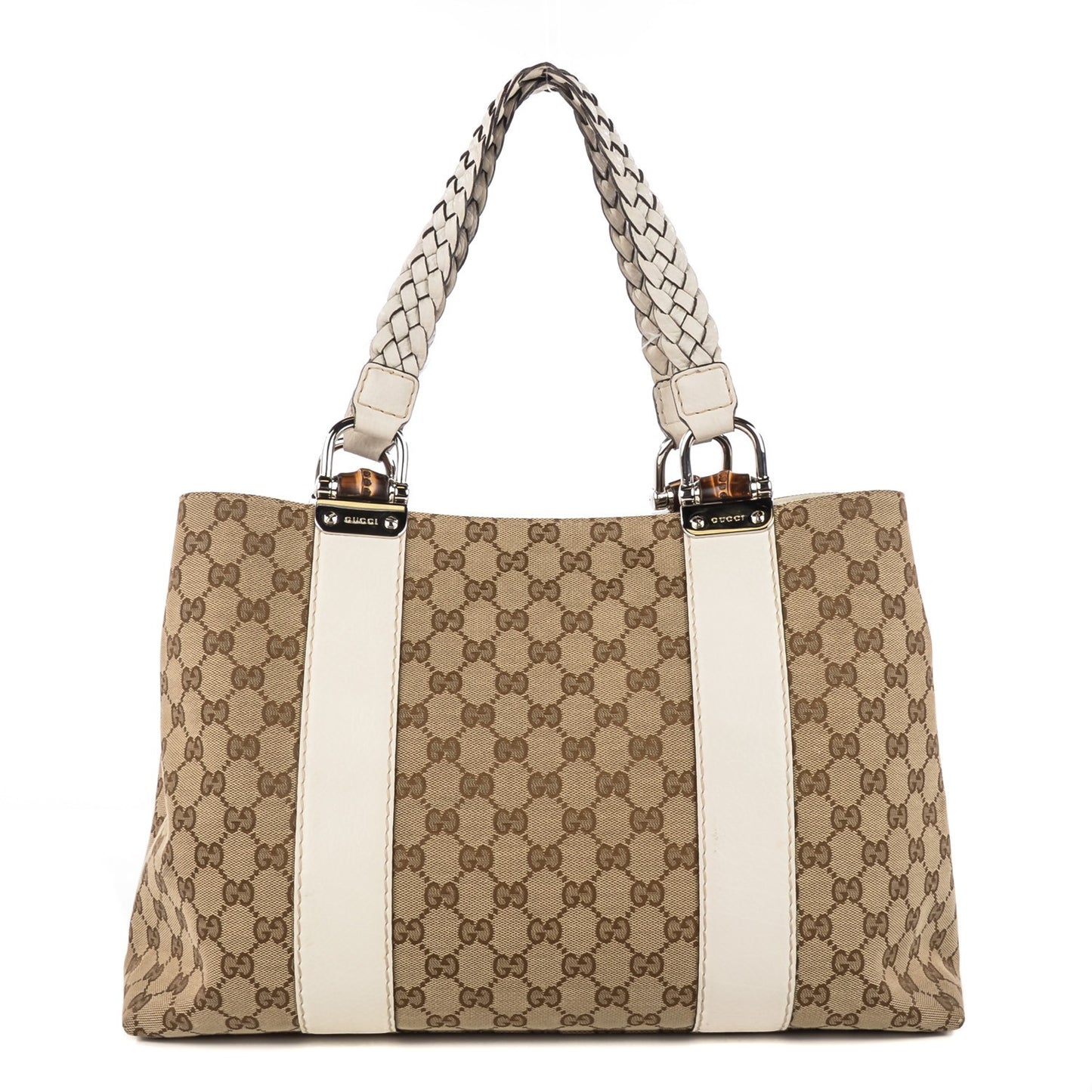 Monogram Bamboo Bar Medium Tote Off White