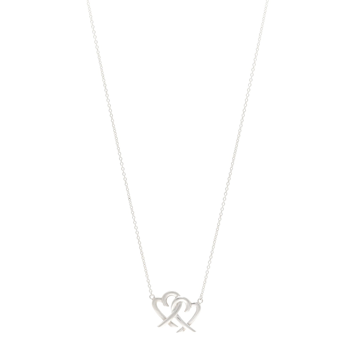 Tiffany Sterling Silver Paloma Picasso Double Loving Heart Pendant Necklace 1 of 4