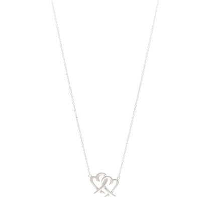 Tiffany Sterling Silver Paloma Picasso Double Loving Heart Pendant Necklace 1 of 4