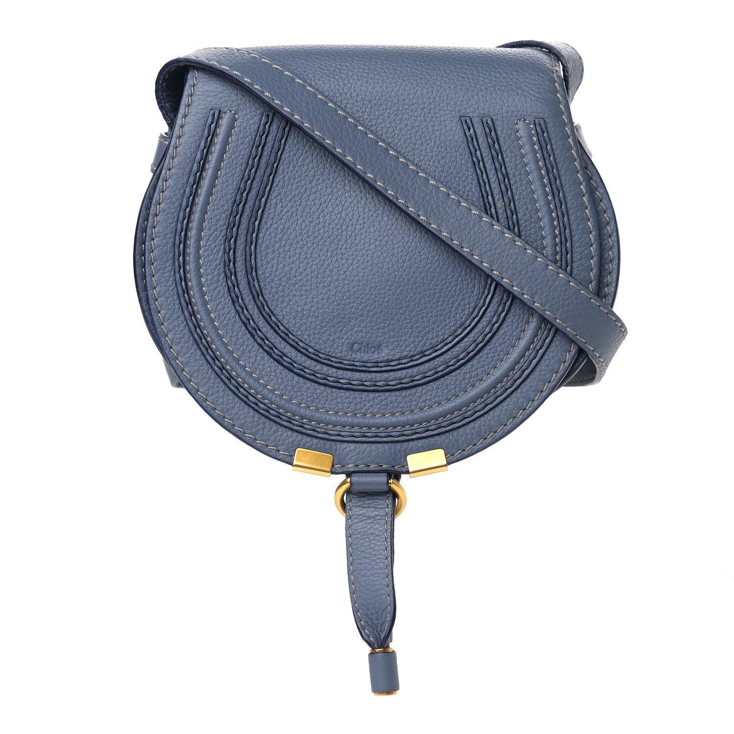 Chloe Calfskin Mini Marcie Round Crossbody Bag Street Blue 1 of 13