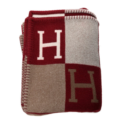 Hermes Wool Cashmere Avalon III Blanket Ecru Rouge H 1 of 3