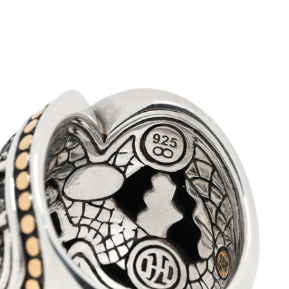 John Hardy Sterling Silver 18K Yellow Gold Black Sapphire Crossover Naga Ring 54 7 4 of 4