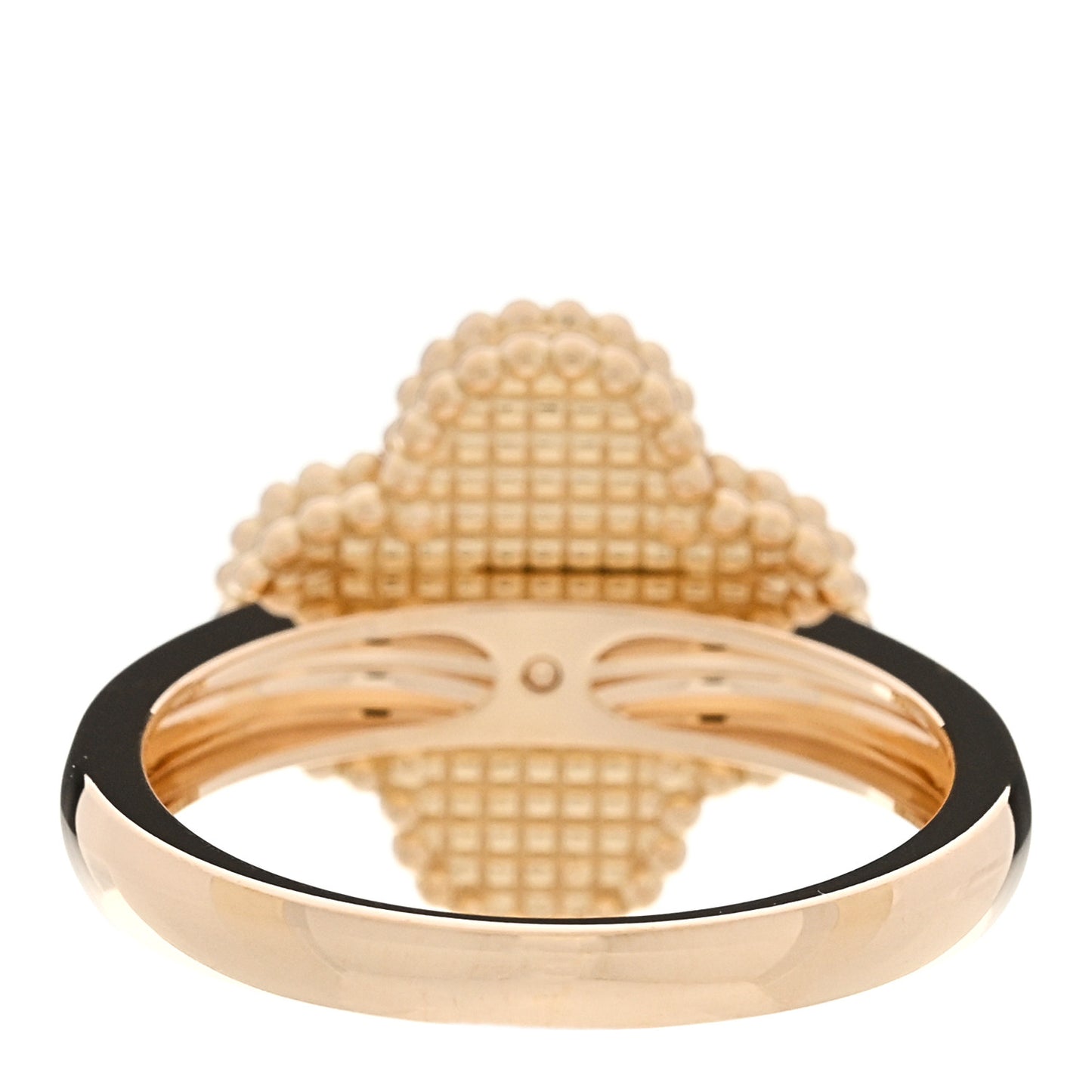 18K Yellow Gold Diamond Black Onyx Vintage Alhambra Ring 56 7.75