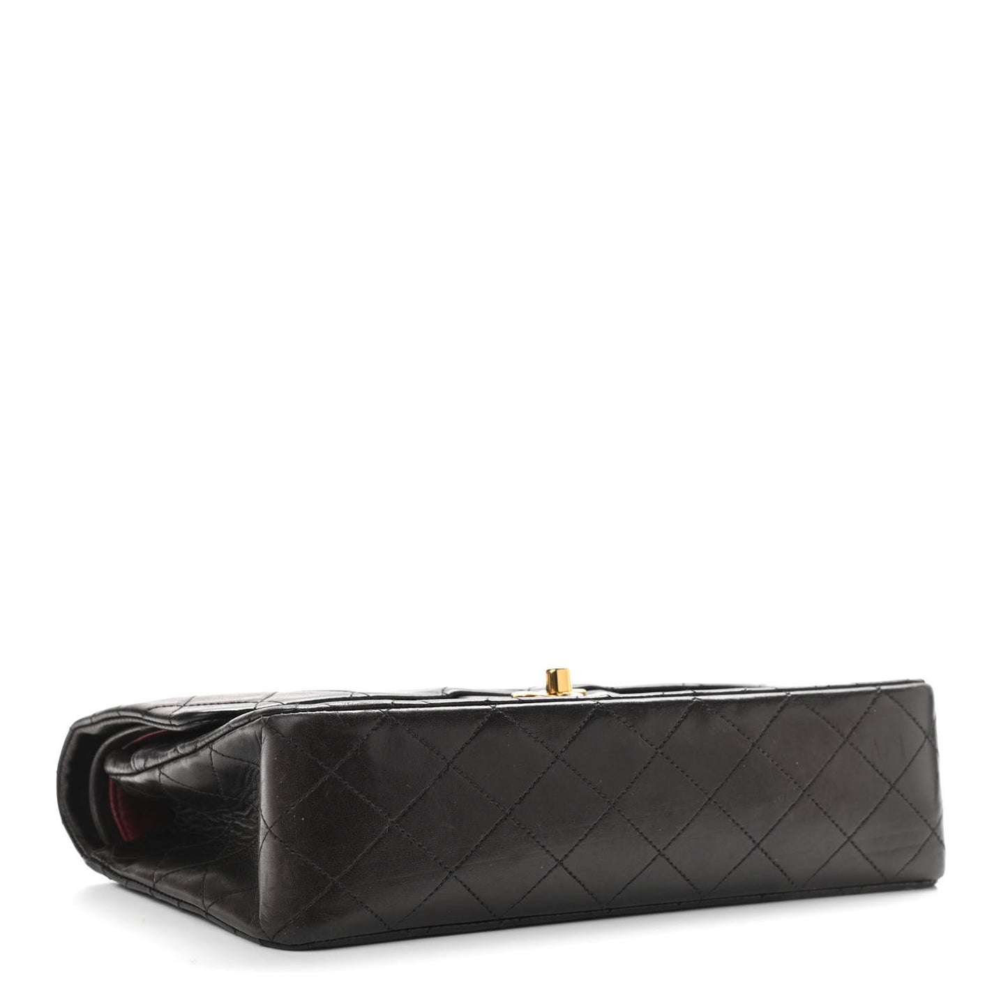 Lambskin Quilted Medium Double Flap Black