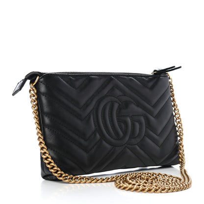 Gucci Calfskin Matelasse Mini GG Marmont Chain Bag Black 3 of 9