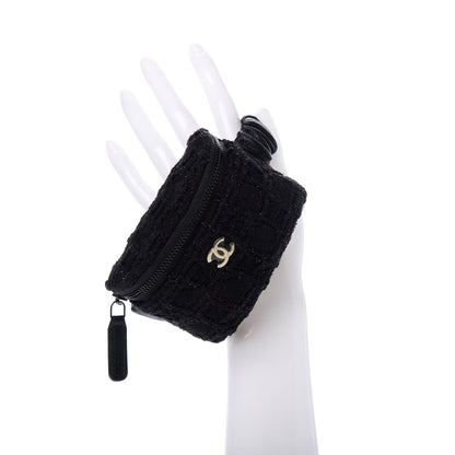 Chanel Tweed Lambskin Quilted Arm Coin Purse Black 2 of 8