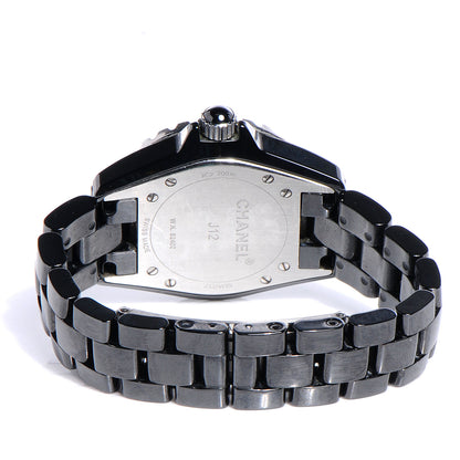 Chanel Stainless Steel Ceramic Diamond Pave Bezel 33mm J12 Quartz Watch Black 3 of 6