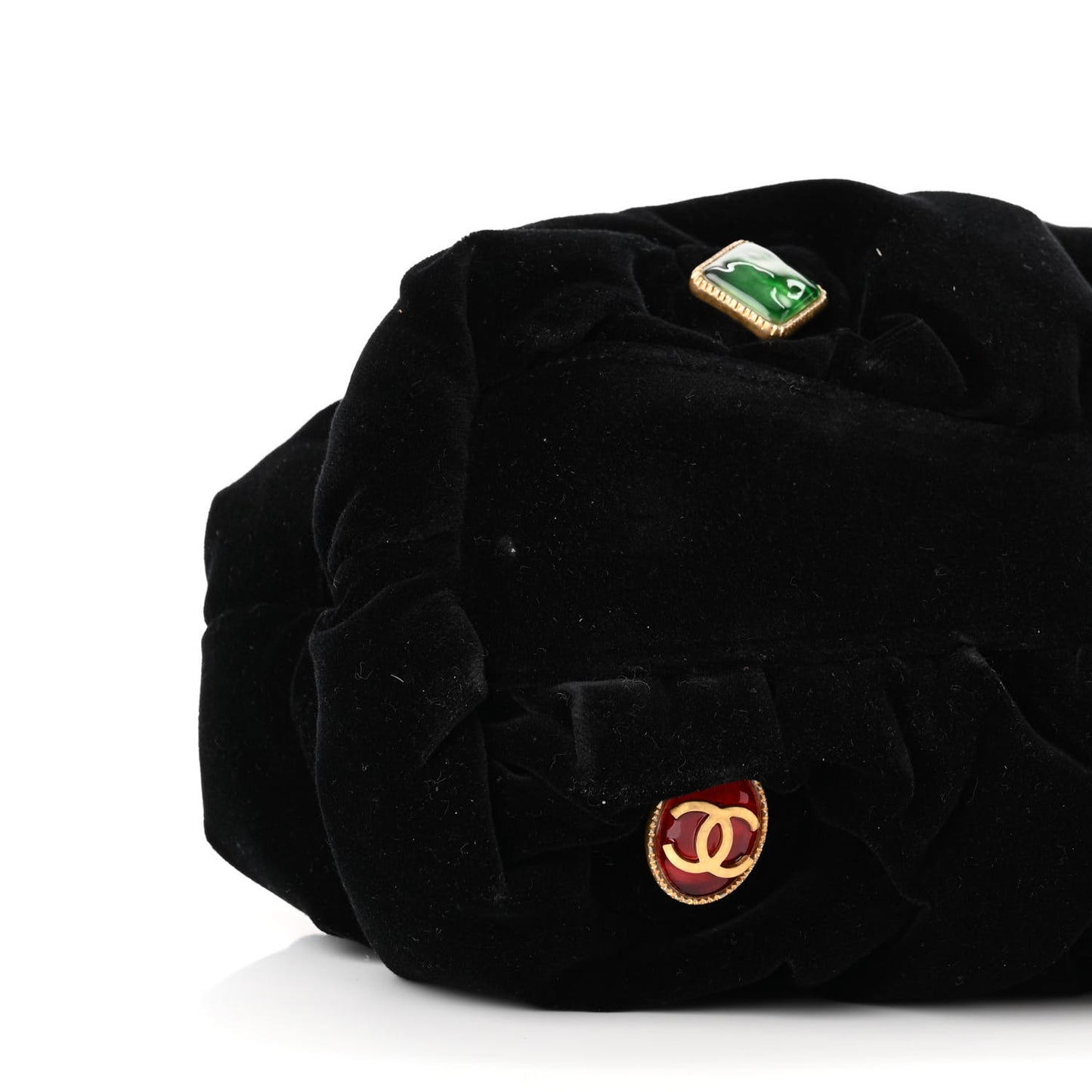 Resin Velvet Kiss Lock Clutch Black