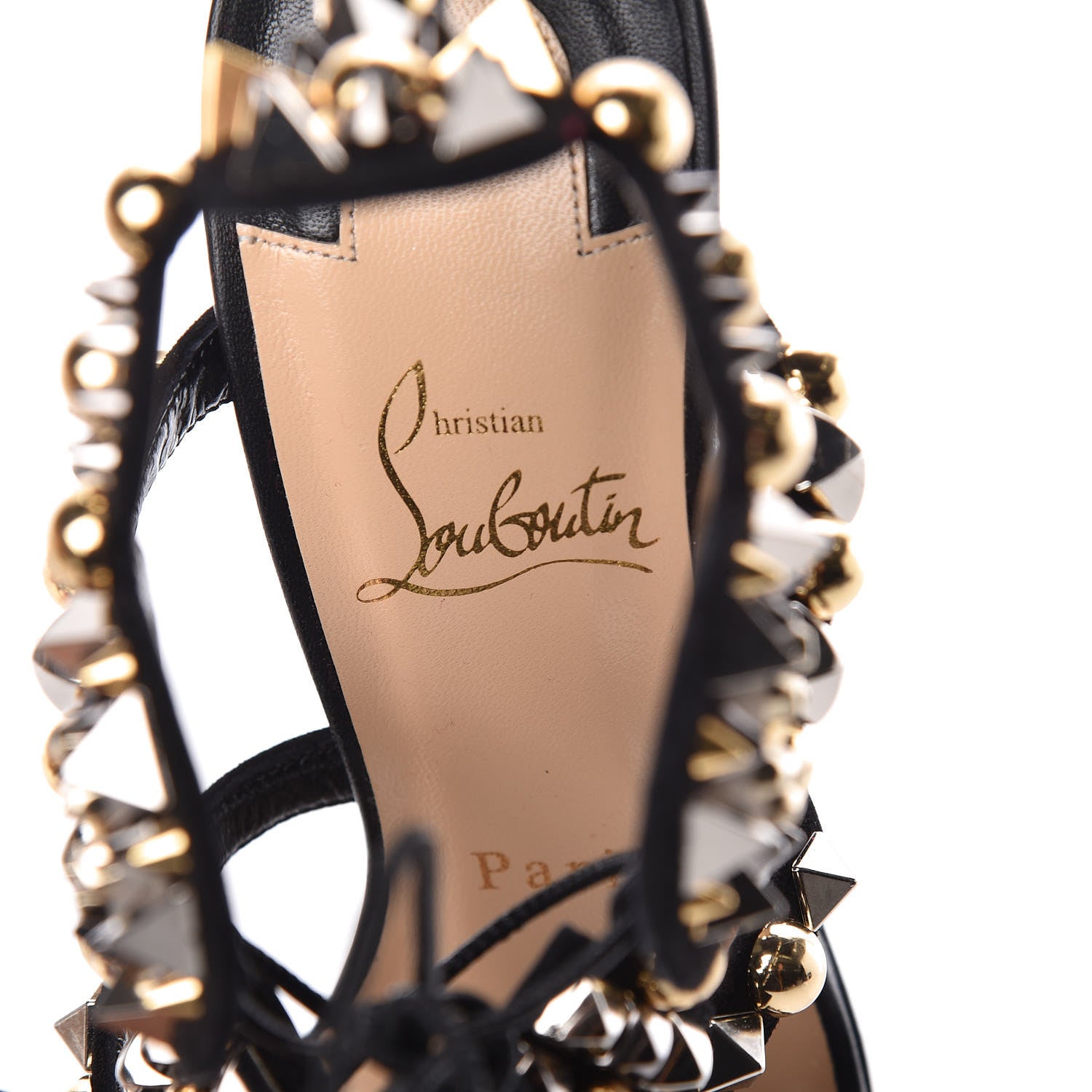 Christian Louboutin Shiny Nappa Studded Kaleikita 100 Sandals 37.5 Black 7 of 8