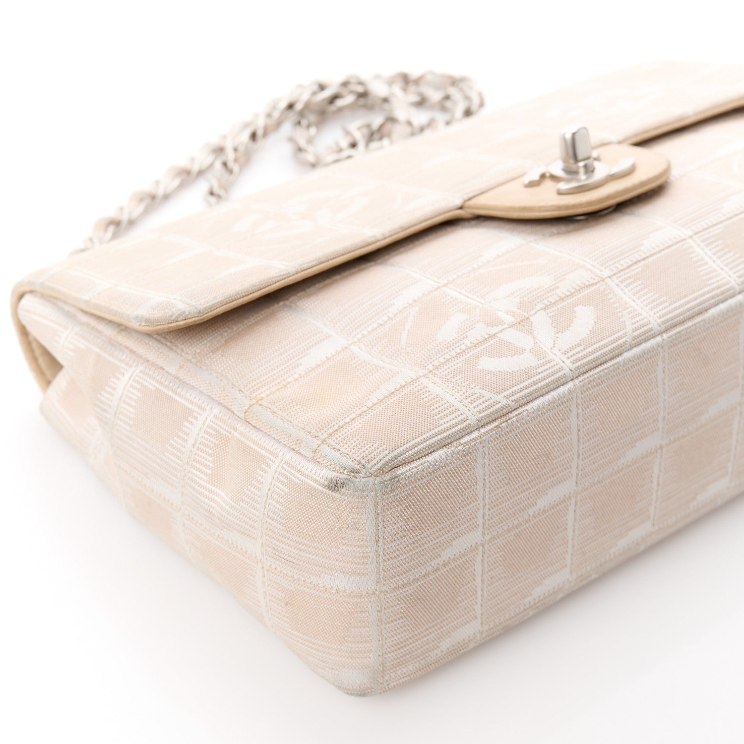Chanel Nylon Medium Travel Flap Light Beige 13 of 14