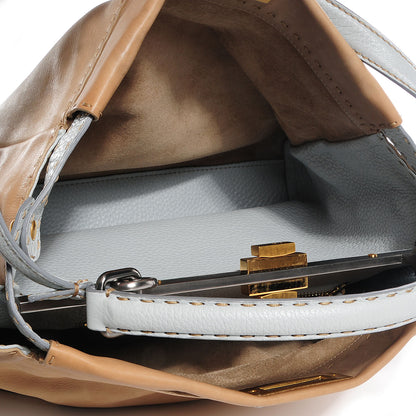 Fendi Vitello Saddle Cuoio Romano Selleria Large Peekaboo Iconic Satchel Fango Acqua 11 of 13