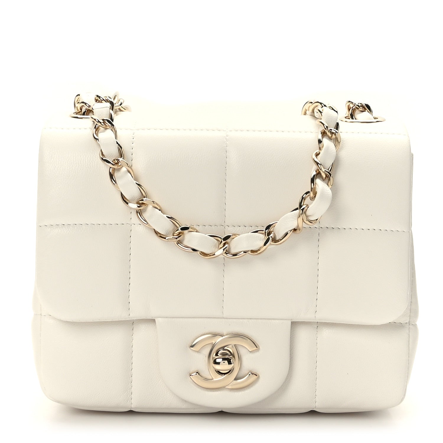 Chanel Lambskin Resin Crystal Square Quilted Monacoco Mini Square Flap White 1 of 10