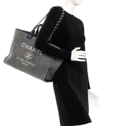 Chanel Canvas Deauville Large Tote Grey 2 of 8