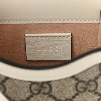 Gucci GG Supreme Monogram Azalea Calfskin Mini Horsebit 1955 Crossbody Bag Beige Ebony Mystic White 6 of 11