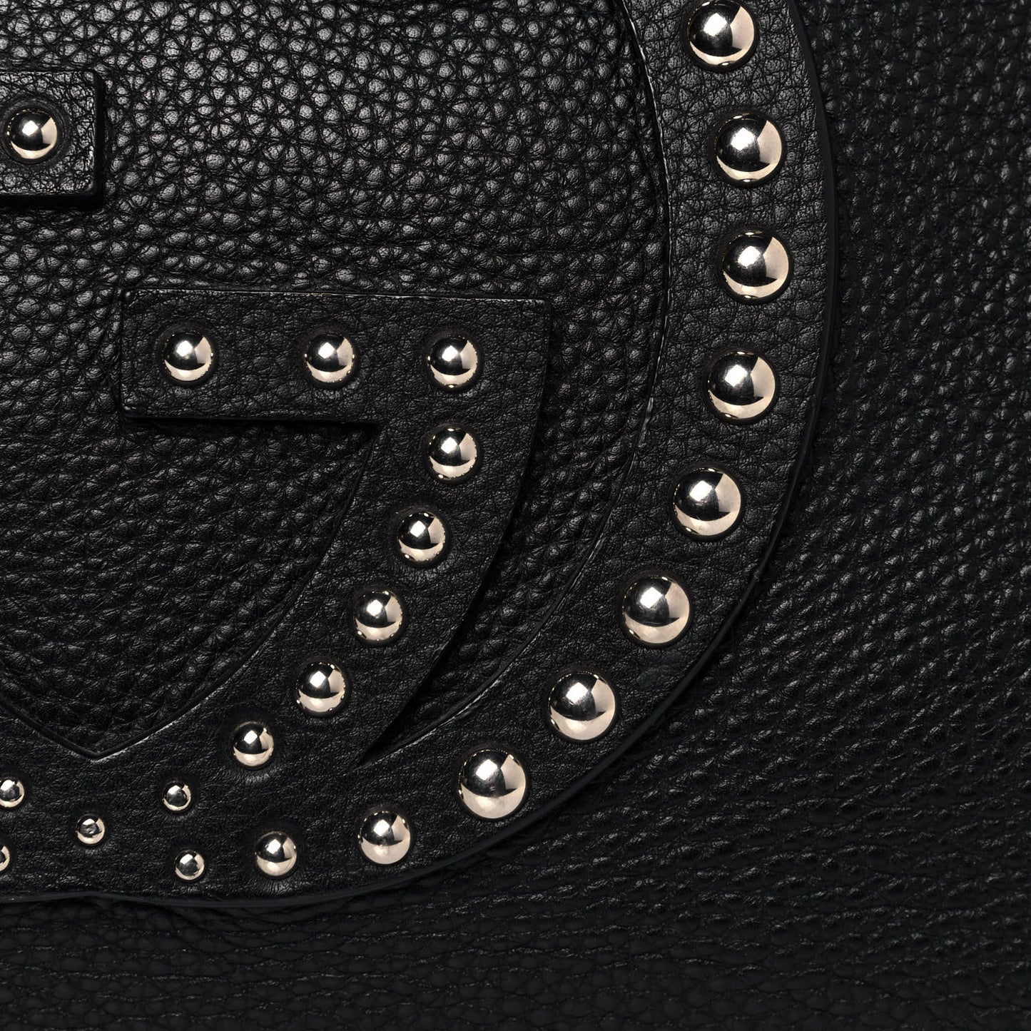 Pebbled Calfskin Studded Medium Soho Chain Shoulder Bag Black