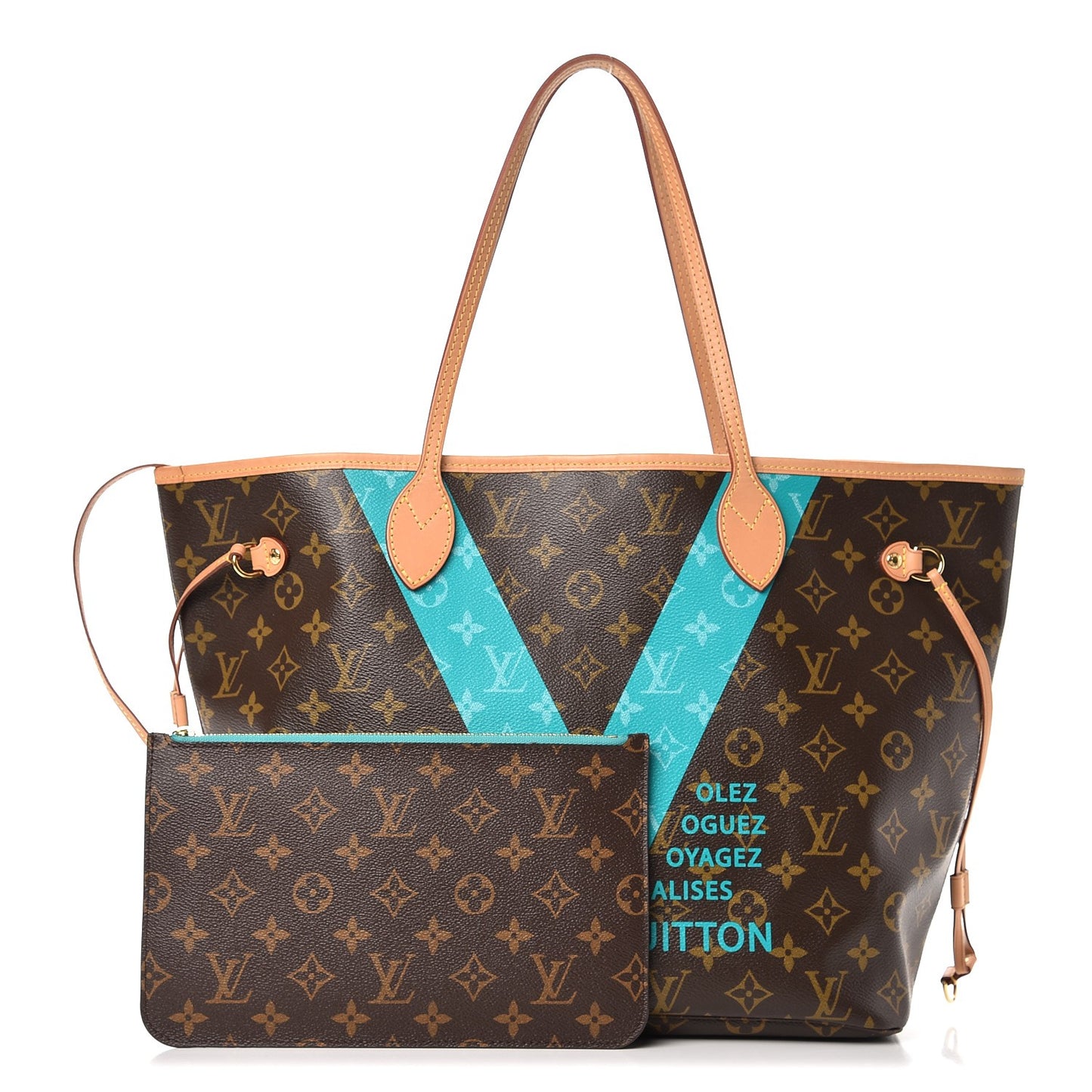 Monogram V Neverfull MM Turquoise