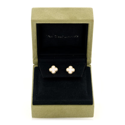 Van Cleef & Arpels 18K Yellow Gold Mother of Pearl Sweet Alhambra Earrings 5 of 5