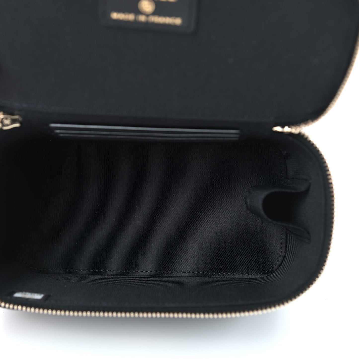 Lambskin Quilted Small Top Handle Vanity Case With Chain Black