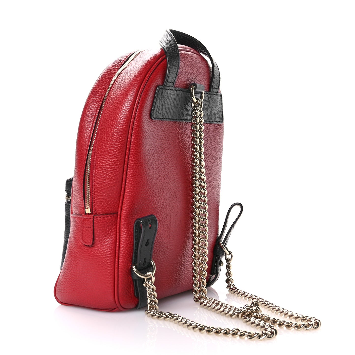 Pebbled Calfskin Bi-Color Soho Chain Backpack Red Navy