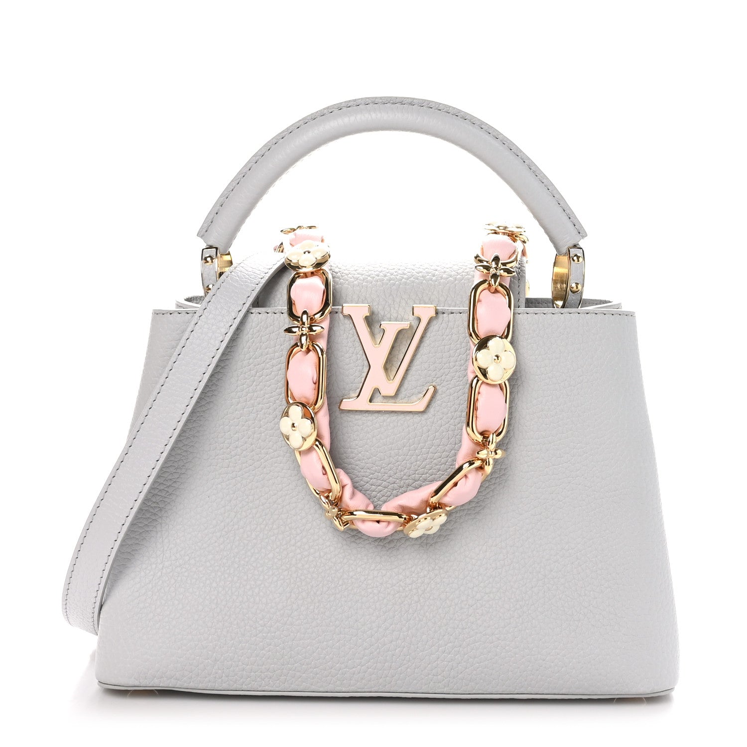 Louis Vuitton Taurillon Enamel Blossom Chain Capucines BB Ice Grey 1 of 10