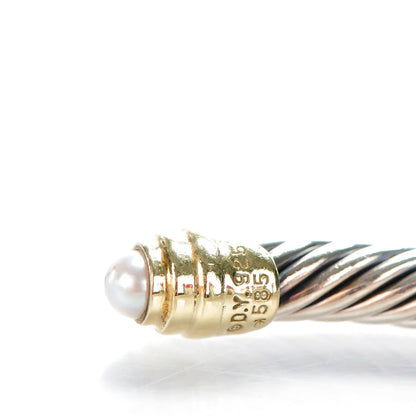 David Yurman Sterling Silver 14K Yellow Gold Pearl 5mm Cable Classics Petite Color Bracelet 5 of 6