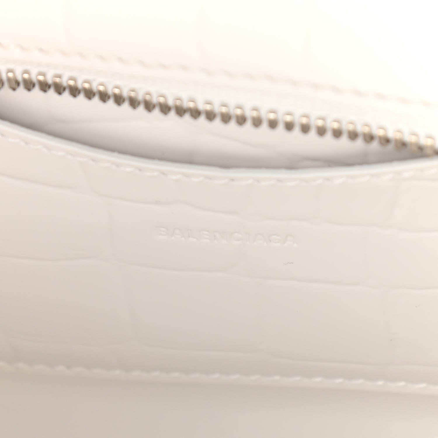 Balenciaga Semi Shiny Calfskin Crocodile Embossed Neo Classic Silver Hardware Mini City White 6 of 9