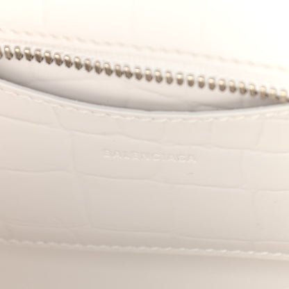 Balenciaga Semi Shiny Calfskin Crocodile Embossed Neo Classic Silver Hardware Mini City White 6 of 9
