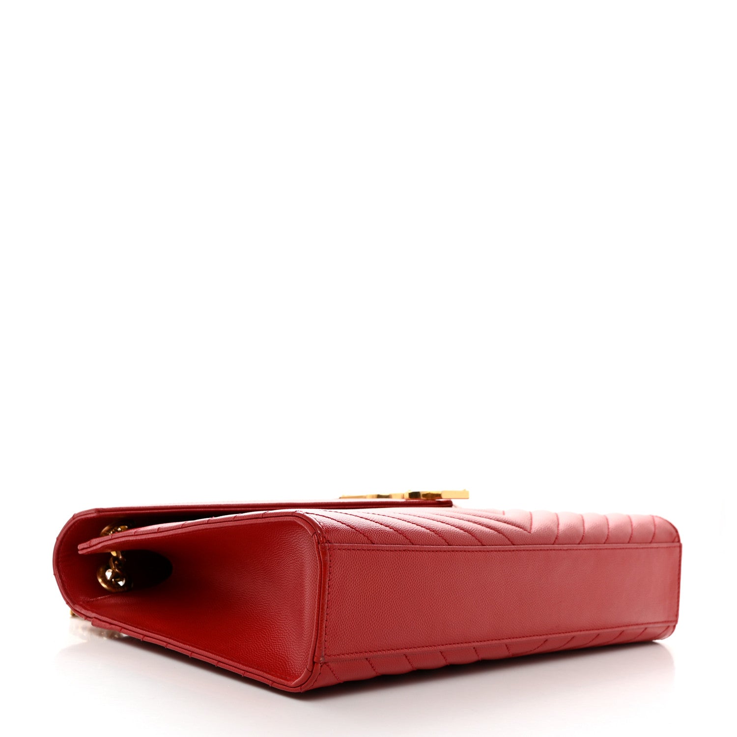 Saint Laurent Grain De Poudre Matelasse Chevron Large Monogram Satchel Lipstick Red 4 of 11