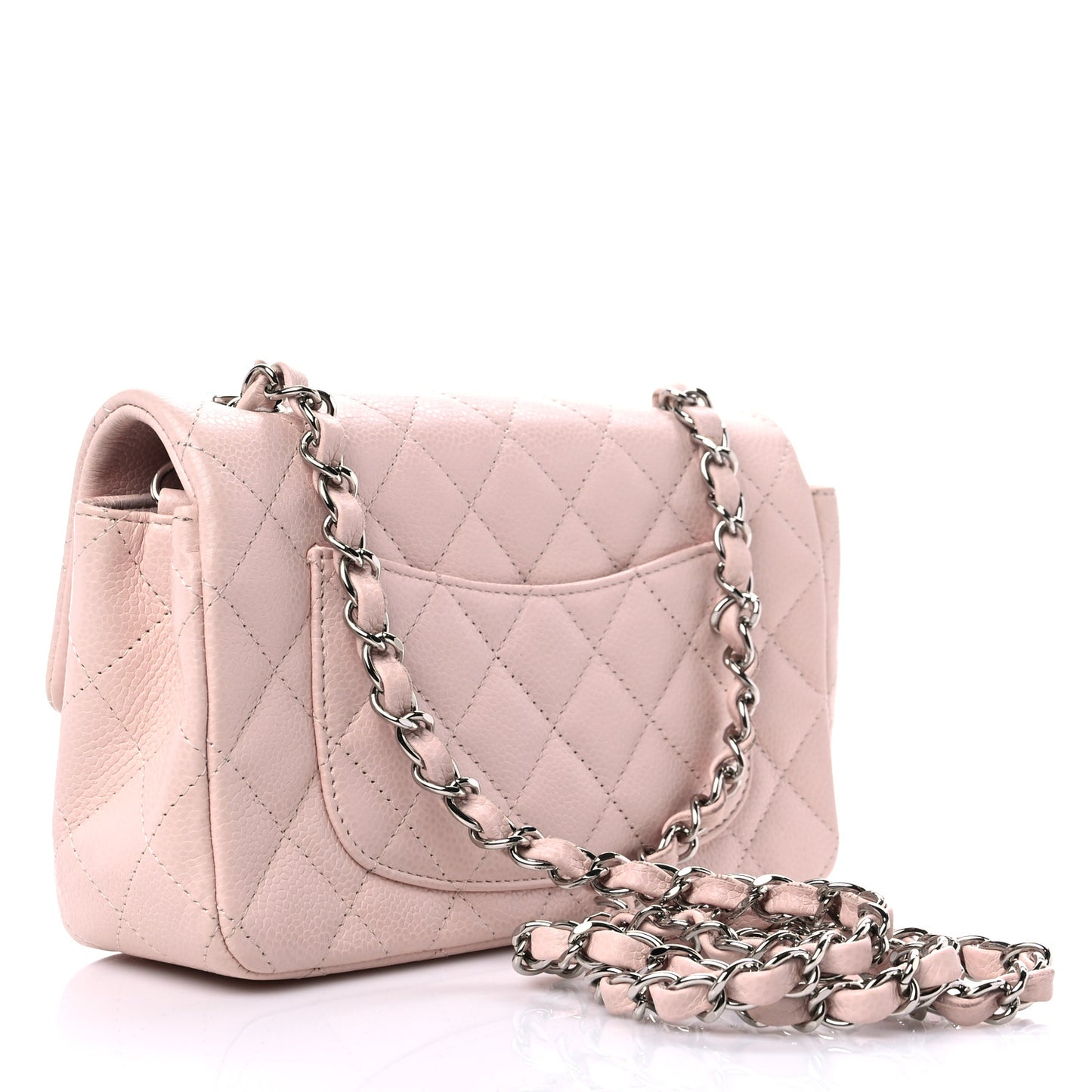 Caviar Quilted Mini Rectangular Flap Light Beige