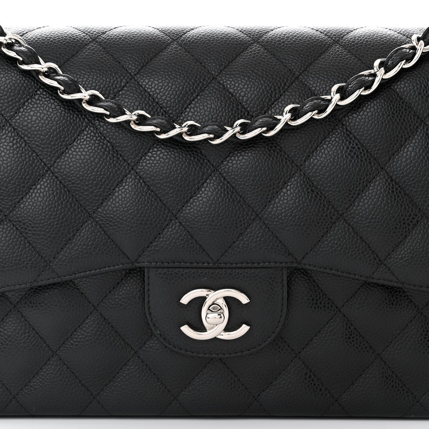 Caviar Quilted Jumbo Double Flap Black