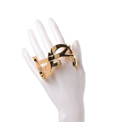 Saint Laurent Brass Monogram Medium Cuff Bracelet Gold 2 of 5
