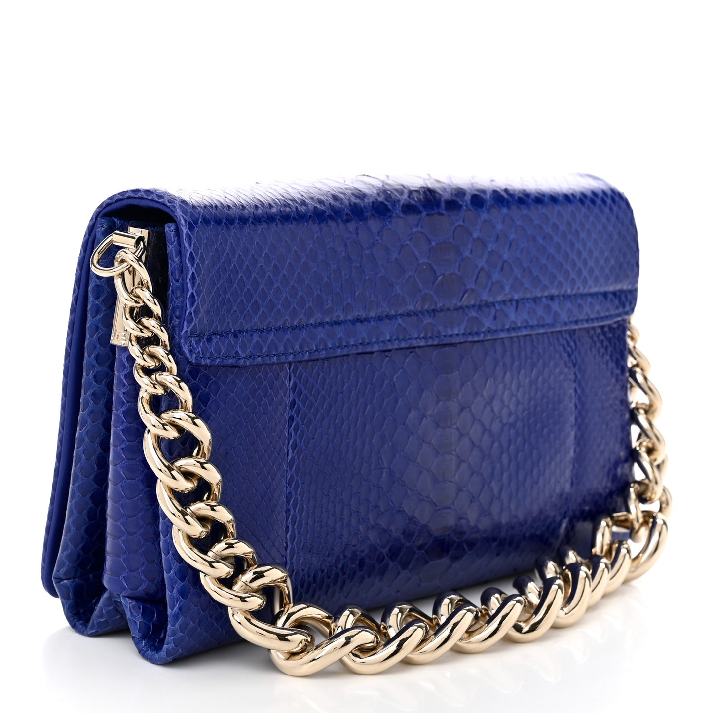 Patent Snakeskin Palazzo Sultan Shoulder Bag Blue