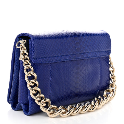 Versace Patent Snakeskin Palazzo Sultan Shoulder Bag Blue 3 of 9