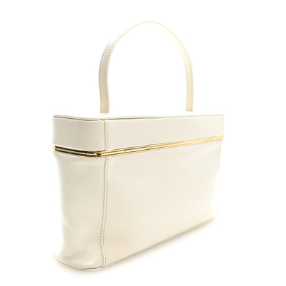 Celine Glossy Lambskin Vanity Frame Rectangle Bag  Creamy White 3 of 10