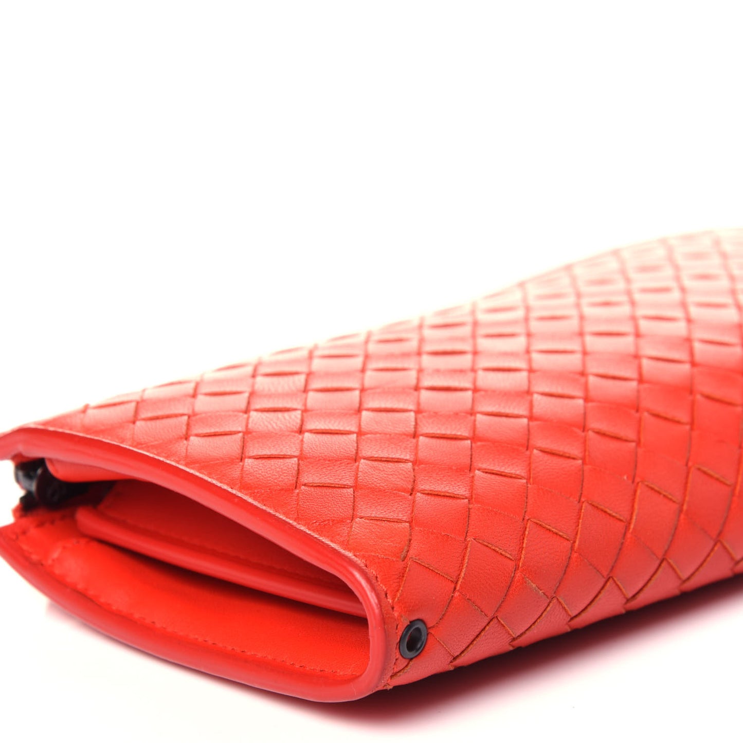 Nappa Intrecciato Half Zip Around Wallet Red