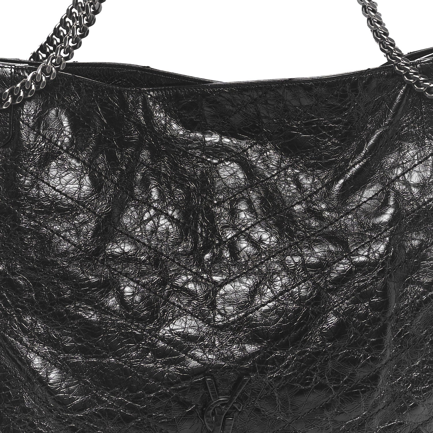 Saint Laurent Crinkled Calfskin Matelasse Monogram Large Niki Shopper Tote Black 8 of 10