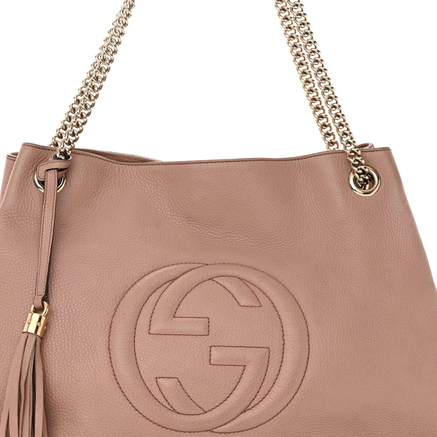 Pebbled Calfskin Large Soho Chain Shoulder Bag Dark Cipria