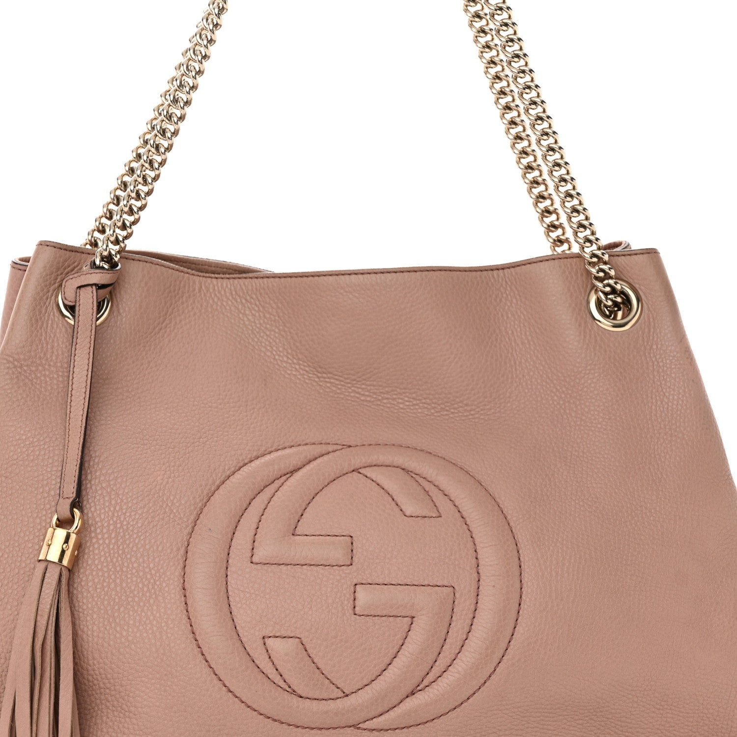 Gucci Pebbled Calfskin Large Soho Chain Shoulder Bag Dark Cipria 8 of 18