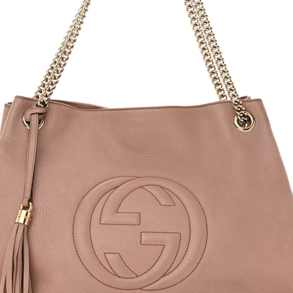 Gucci Pebbled Calfskin Large Soho Chain Shoulder Bag Dark Cipria 8 of 18